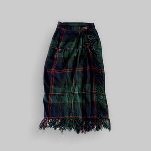 Ralph Lauren | Plaid Fringe Women's 100% Wool Midi Skirt - 4